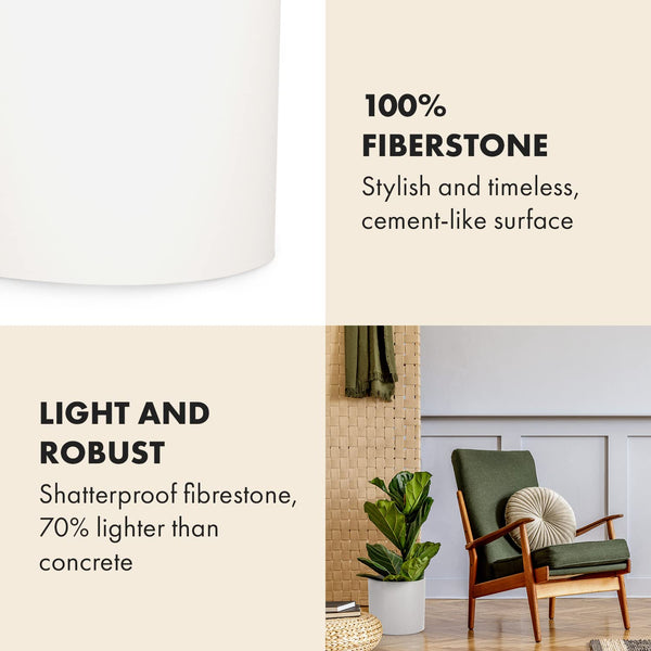 Fox & Fern Plant Pot, Large Plant Pots for Indoor & Outdoor, UV & Frost Resistant Plant Vase with Drainage Plug, Fiberstone, Large Indoor Pots for