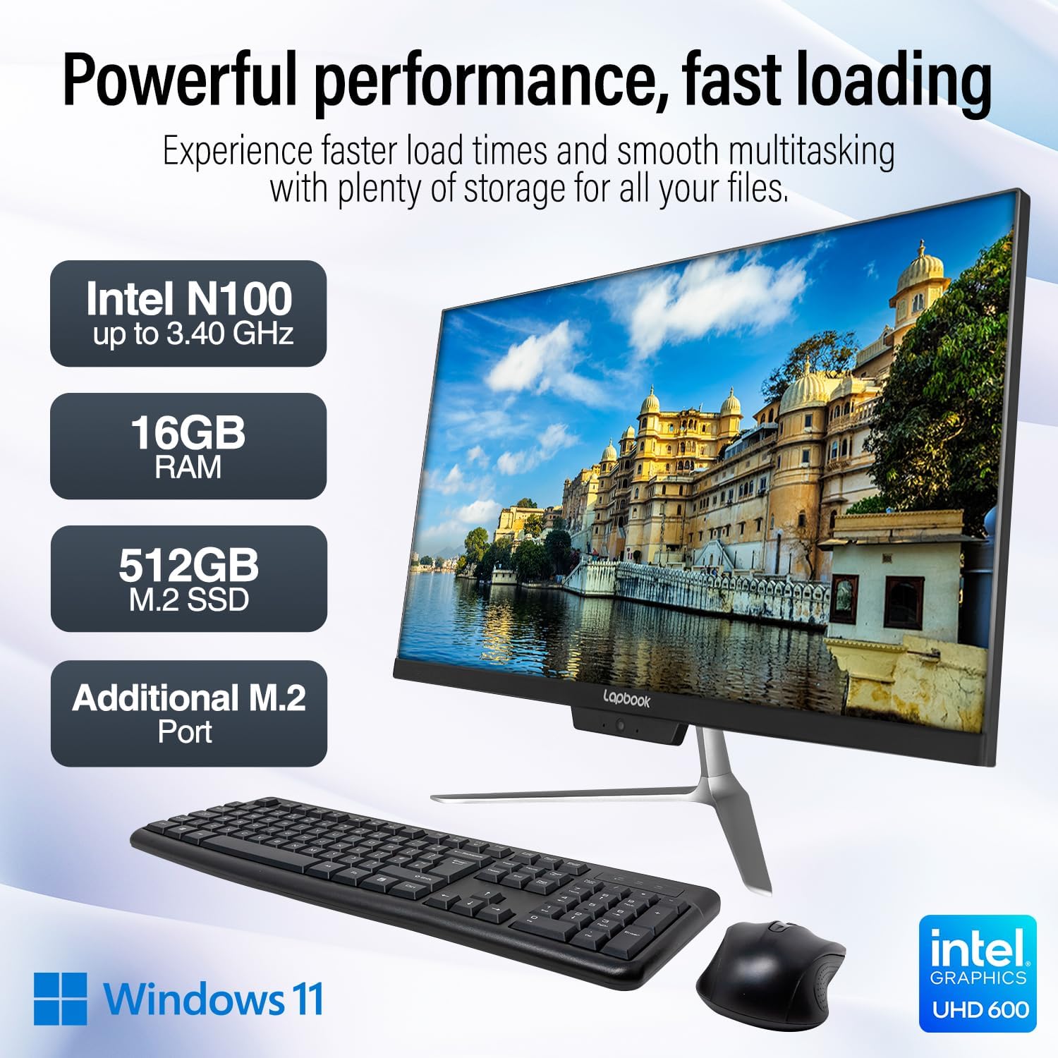 23.8" Full HD All in One Desktop Computer - 16GB RAM, 512GB SSD, Windows 11, Intel 13th Gen, Dual-Band WiFi, HDMI, USB 3.0, FHD IPS Display - AIO PC with Wireless Keyboard, Mouse, 2MP Web Camera
