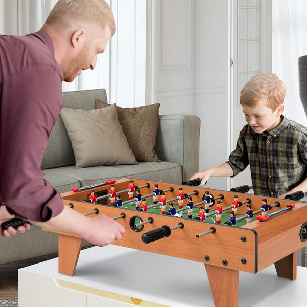 COSTWAY 27'' Football Table Top, Football Soccer Game Toy Set with Wooden Frame for Kids, Family and Party (27'' Football Table Top)
