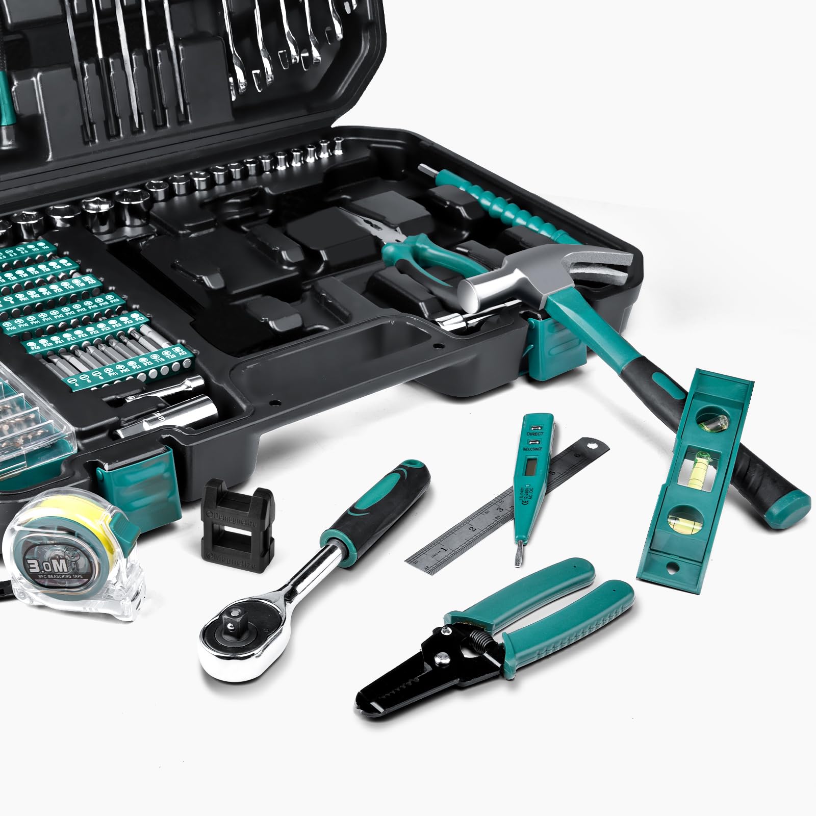 Sundpey Home Tool Kit 300-Pcs - Household Auto Repair Tool Set - Complete General Hand Tool Kits for Handyman & Precision Screwdriver Set & Wire Stripper & Metric Hex Key & Tool box Case for Men Women