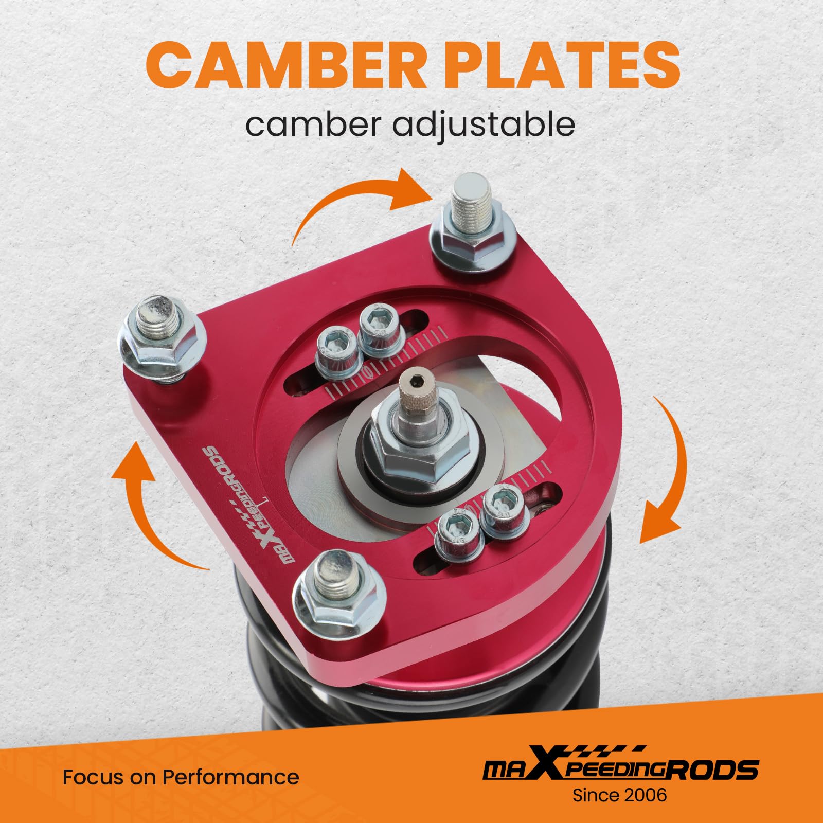 maXpeedingrods Coilovers for Ford Mustang Base/GT SN95 1994-2004, 24 Levels Damper Adjustable Coilovers Suspension Kit, Shock Absorber Struts, Height Adjustable Lowering Kit, Red