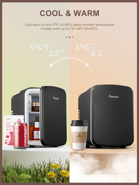 Mini Fridge 4 Litre, 6 Can Portable AC+DC Power Cooler & Warmer, Portable Small Fridge for Bedrooms, Cars, Offices; Skincare, Makeup, Cosmetics, Food (Pearlescent White, 4L)