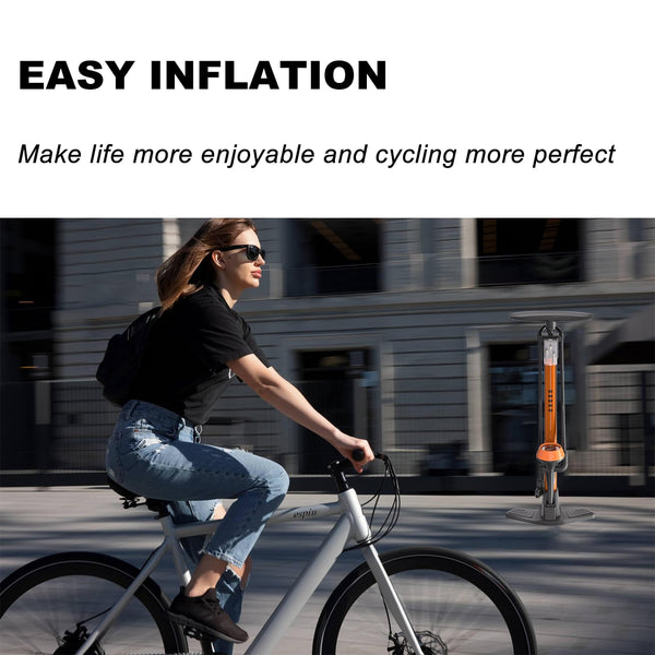 GOBKO Bike Pump Bicycle Floor Pump with Gauge, Bicycle Pumps with Presta and Schrader tire Pump multifunctional Air Pump for Road Bike MTB Sports Balls Pump High Pressure 160Psi &11Bar