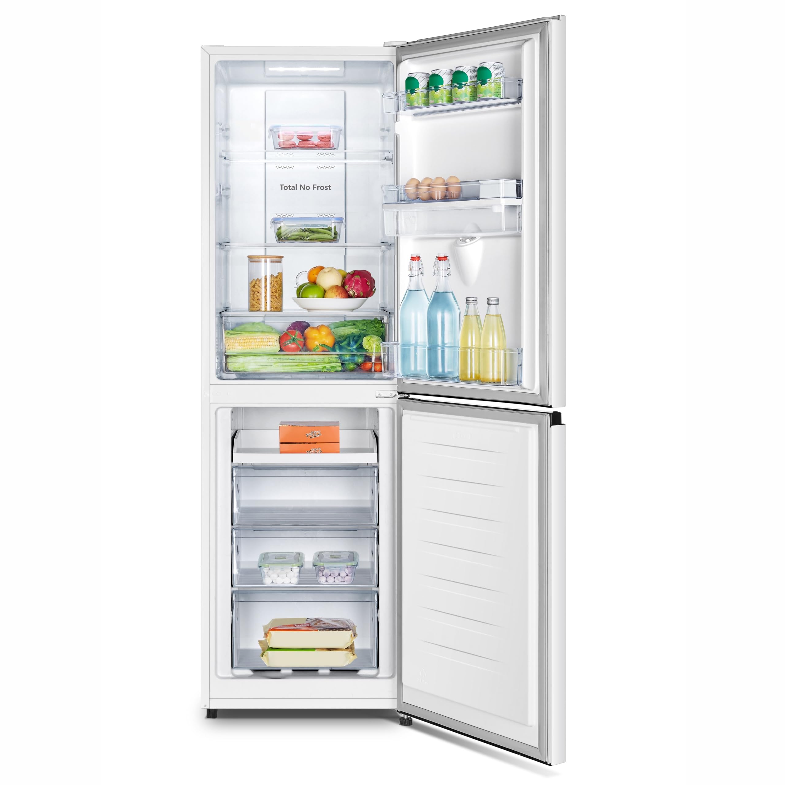 Teknix FFH1825WB 55cm Freestanding 50/50 Fridge Freezer - 256 Litre Capacity - Total No Frost - Non-plumbed Water Dispenser - Black, H182.5 x W55 x D56.2 (cm)