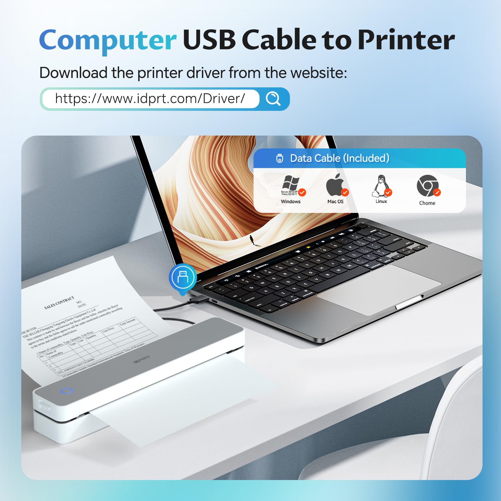 iDPRT Portable Thermal Printer,Wireless Printer for Travel Support A4&A5 Thermal Paper, Bluetooth Inkless Printers Compatible with Android and iOS Phone&Laptop,Black