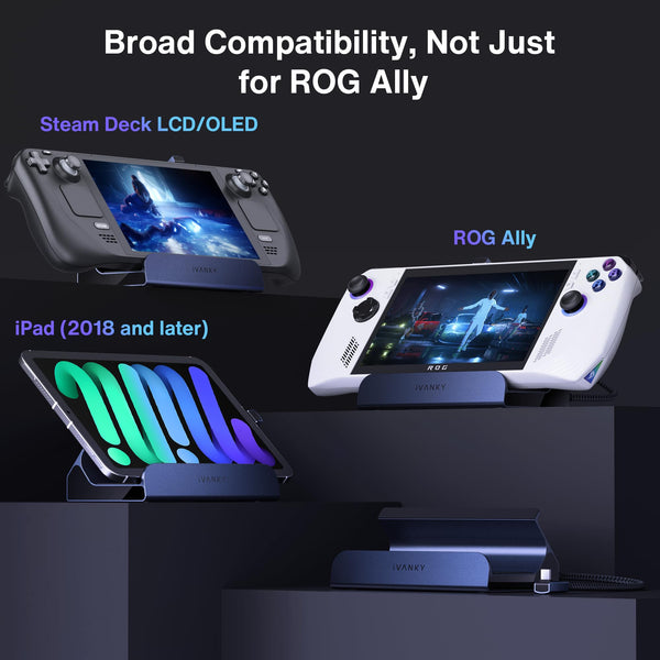 iVANKY 8-in-1 Docking Station for Valve Steam Deck OLED/ASUS ROG Ally X/Lenovo Legion Go/MSI Claw, ROG Alloy/Stream Deck Dock Hub with HDMI 4K@144Hz, Gigabit Ethernet, 3*USB-A 3.0, 100W USB-C Charge