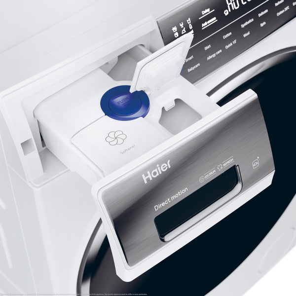 Haier I-Pro Series 7 Plus HWD100-BD14979NU1 Freestanding Washer Dryer, Max. cotton filling capacity 10 kg, 1400 RPM, Direct Motion Motor, Anti-Bacterial Treatment, White, 60x62x85 cm