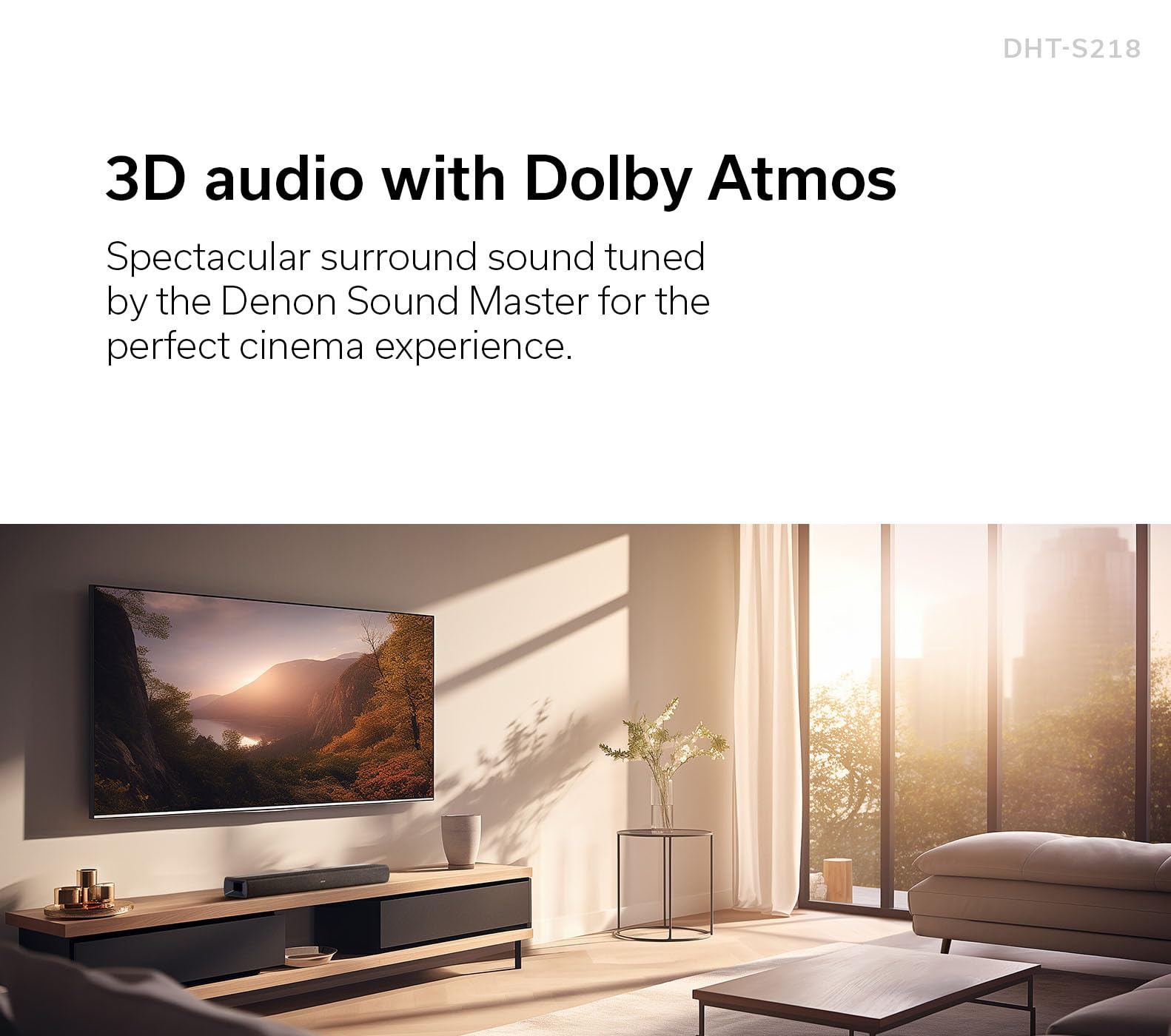 Denon DHT-S316 Soundbar and Wireless Subwoofer for Surround Sound, Bluetooth Sound Bar with Dolby Digital, DTS Decoding, Dialogue Enhancer, HDMI ARC, Wall Mountable, Music Streaming