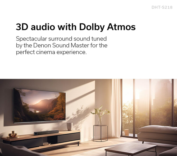 Denon DHT-S316 Soundbar and Wireless Subwoofer for Surround Sound, Bluetooth Sound Bar with Dolby Digital, DTS Decoding, Dialogue Enhancer, HDMI ARC, Wall Mountable, Music Streaming