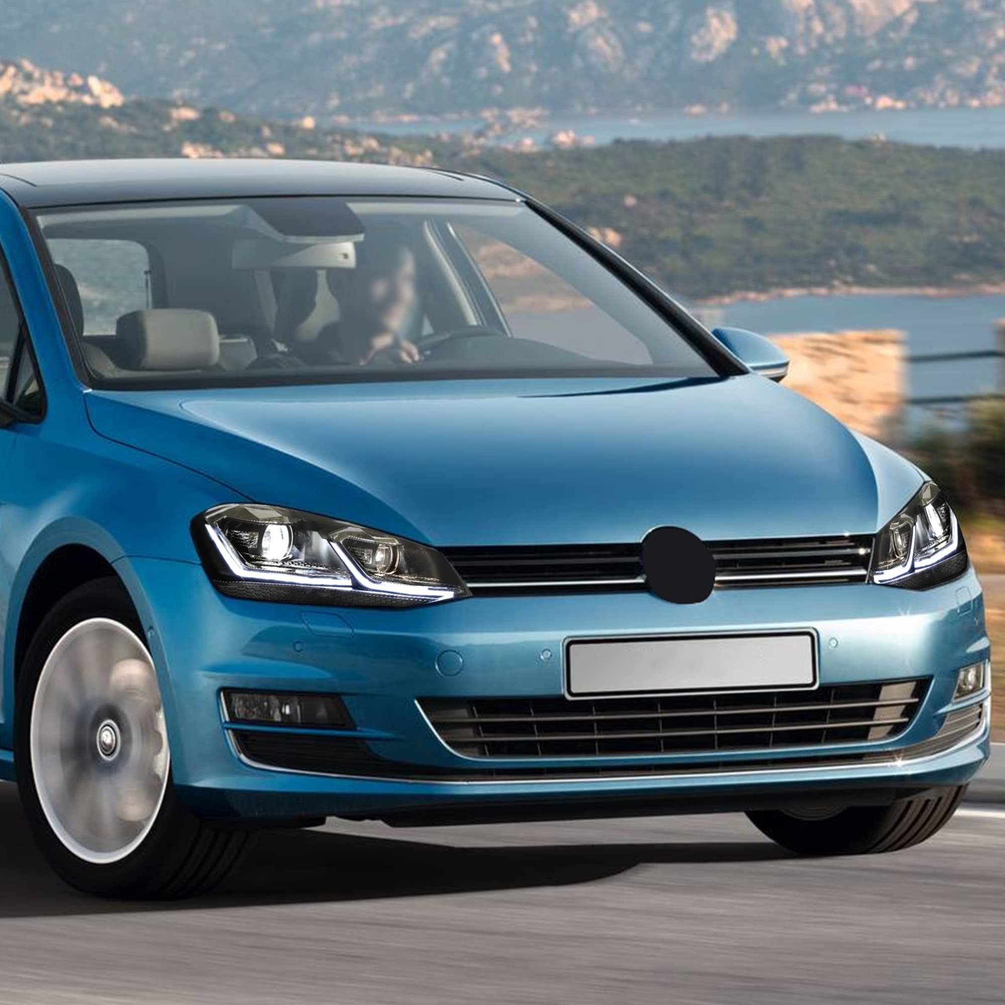 VLAND Headlights for GOLF 7 VII MK7 2012-2017 Front Lamps,with Sequential Indicator,Only Fit for Halogen Version (Sliver Stripe)