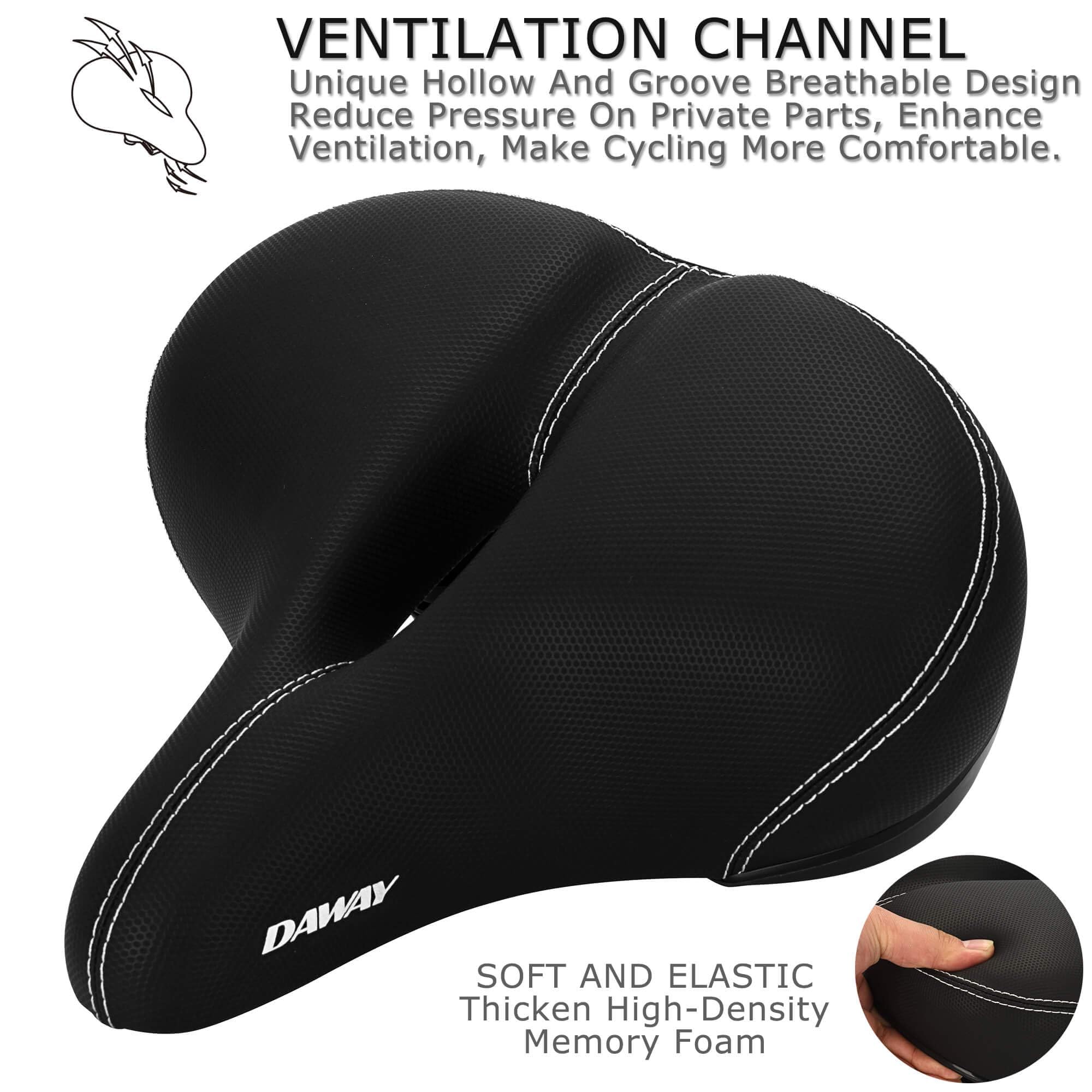DAWAY C30 Large Wide Bike Seat - Most Comfortable Oversized Bicycle Saddle for Peloton, Mountain, Road, Cruiser, Stationary, Exercise Bikes - Soft