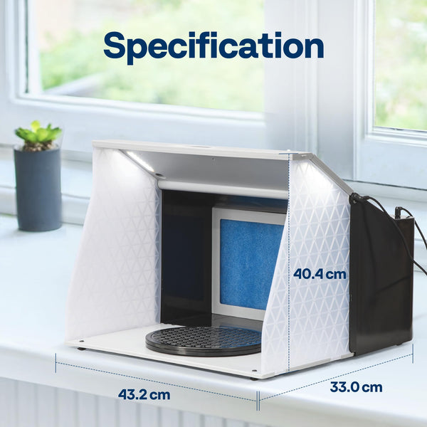 VIVOHOME Dual Fans Airbrush Paint Spray Booth with 4 LED Lights Turn Table and Filter Hose, Portable Airbrush Booth for Painting Model Craft