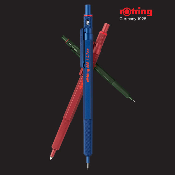 rOtring 600 3-in-1 Multicolour Pen and Mechanical Pencil | Black & Red Ballpoint Pen Tips | 1 Mechanical Pencil Tip (0.5mm) | Silver Barrel