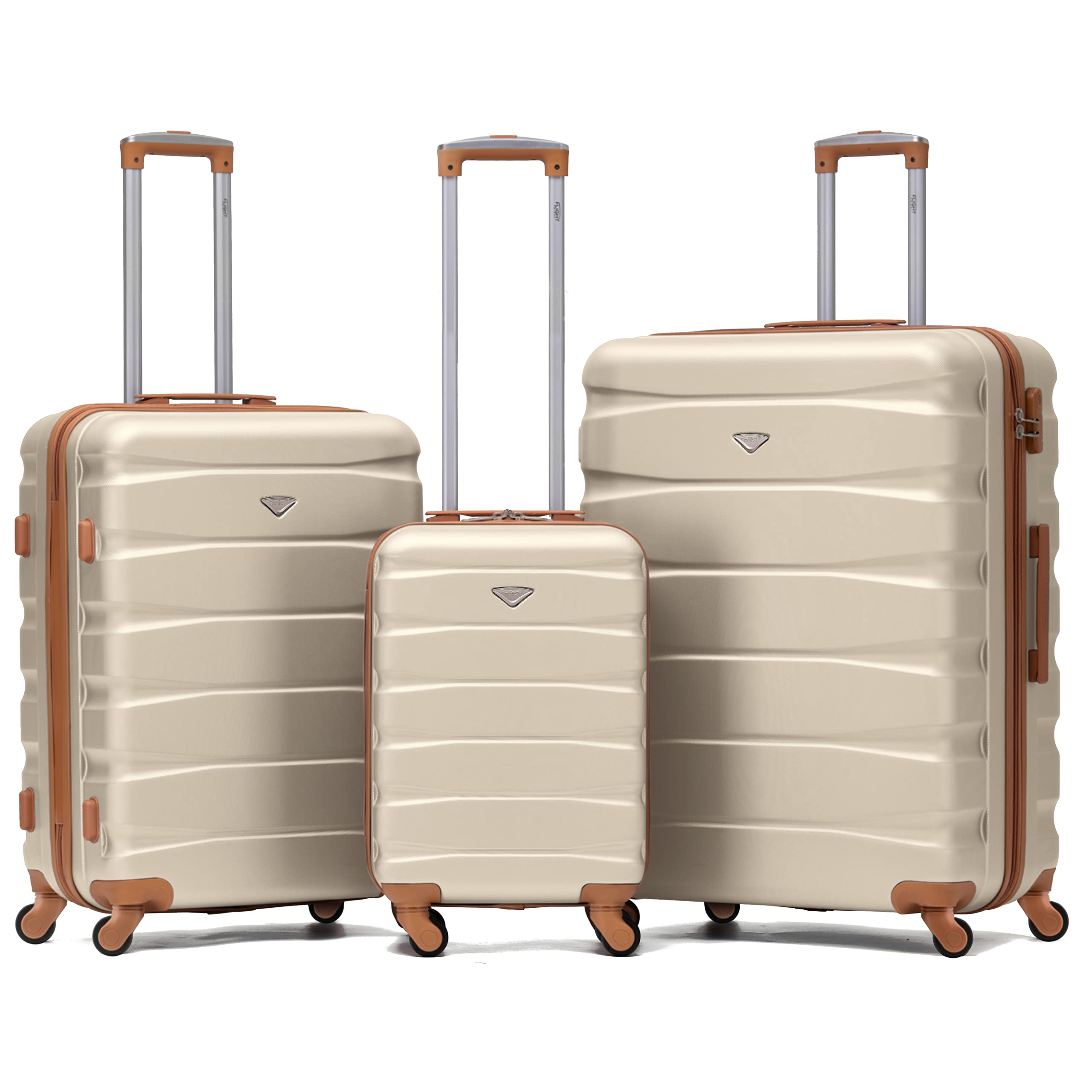 Flight Knight Set of 3 Lightweight 4 Wheel ABS Hard Case Suitcases Cabin & Hold Luggage Options Approved for Over 100 Airlines Including easyJet, British Airways, Ryanair, Jet2 & Many More