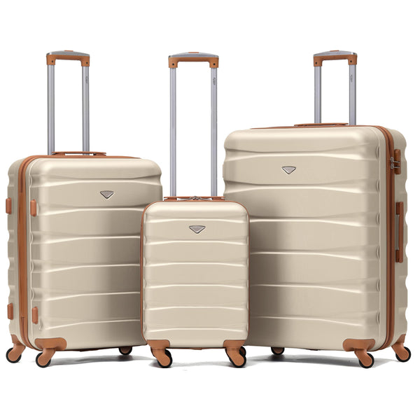 Flight Knight Set of 3 Lightweight 4 Wheel ABS Hard Case Suitcases Cabin & Hold Luggage Options Approved for Over 100 Airlines Including easyJet, British Airways, Ryanair, Jet2 & Many More