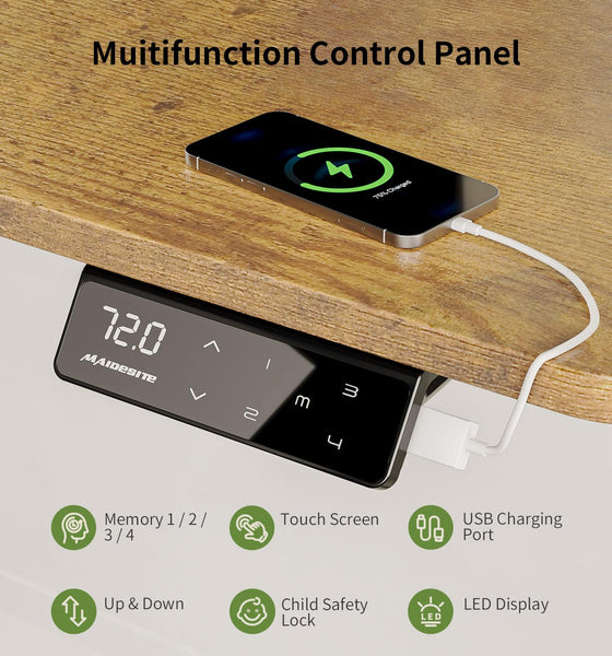 MAIDeSITe Height Adjustable Standing Desk Electric Standing Desk Sit Stand Desk Stand Up Desk with Cable Tray 120 * 60cm Desktop for Home Office