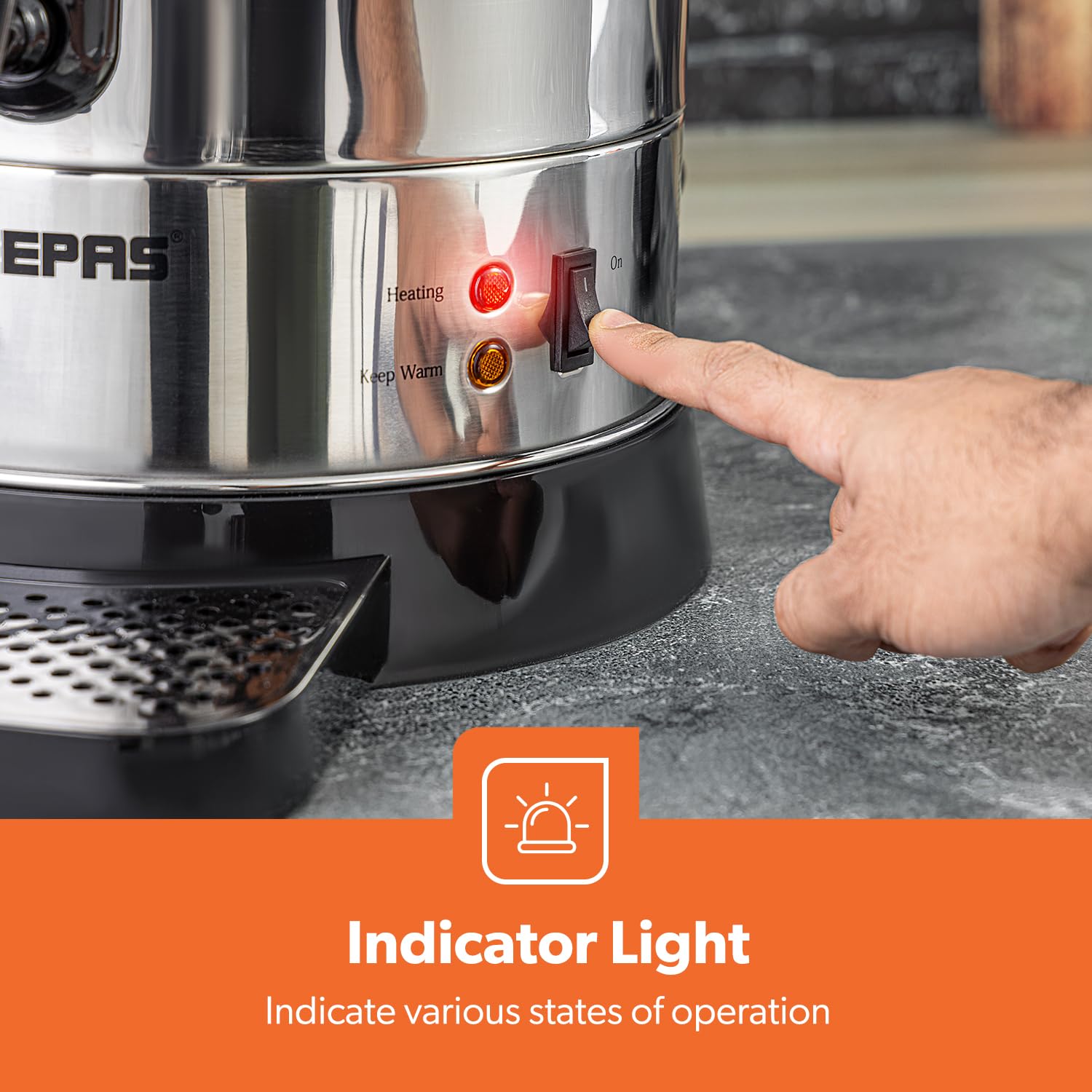 Geepas Electric Catering Urn, 1650W Instant Hot Water Boiler Dispenser - Tea Urn Kettle Home Brewing Commercial Office Use with Keep Warm - Easy Pour Tap, 15 Litre, Stainless Steel – 2 Year Warranty