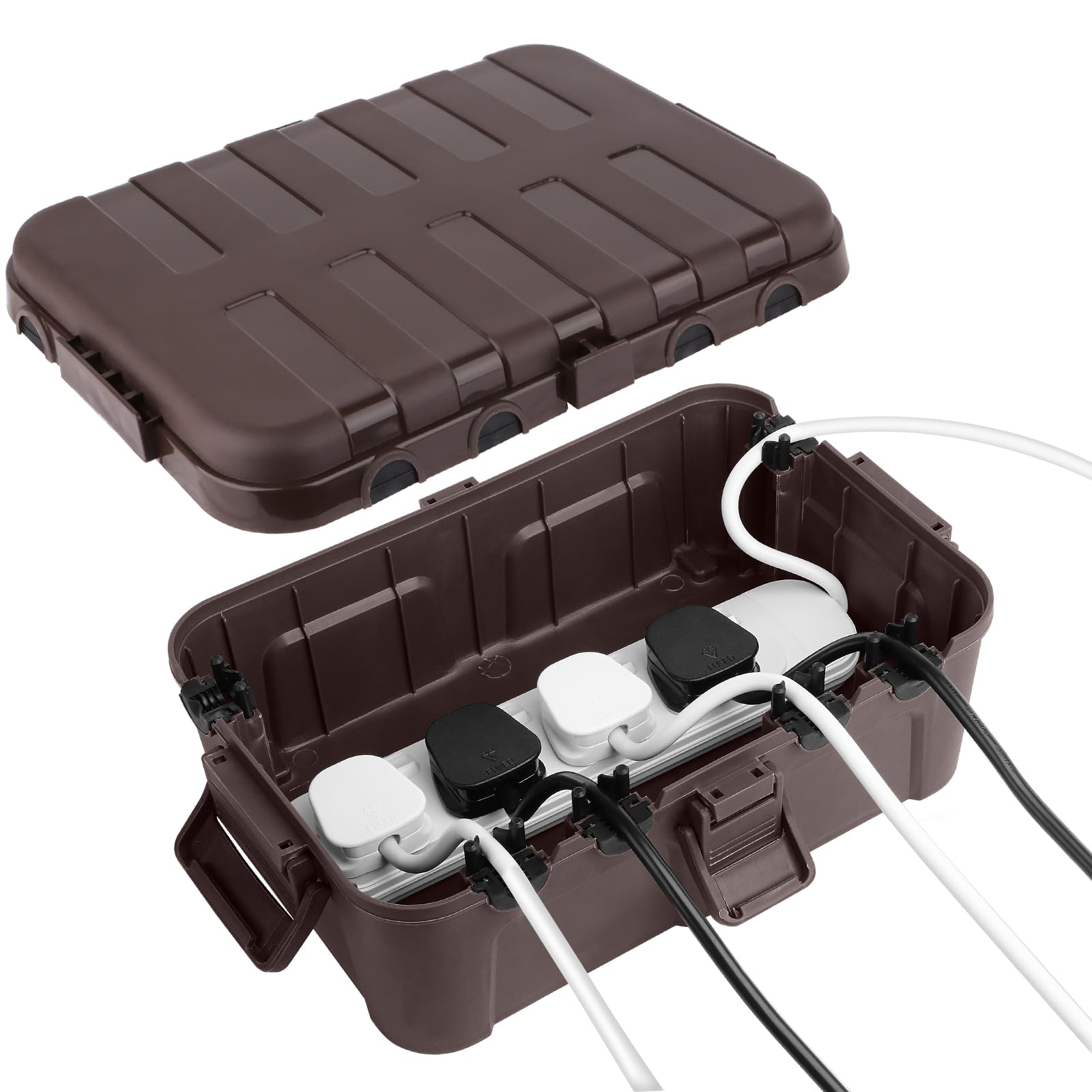 RESTMO Extra Large Waterproof Electrical Box, IP54 Weatherproof Outdoor Outlet Cover, Protect Outlet, Plug, Timer, Power Strip (Not Included), Holiday Light Decoration, 32 x 22 x 13 cm, Black