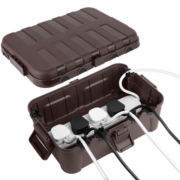 RESTMO Extra Large Waterproof Electrical Box, IP54 Weatherproof Outdoor Outlet Cover, Protect Outlet, Plug, Timer, Power Strip (Not Included), Holiday Light Decoration, 32 x 22 x 13 cm, Black