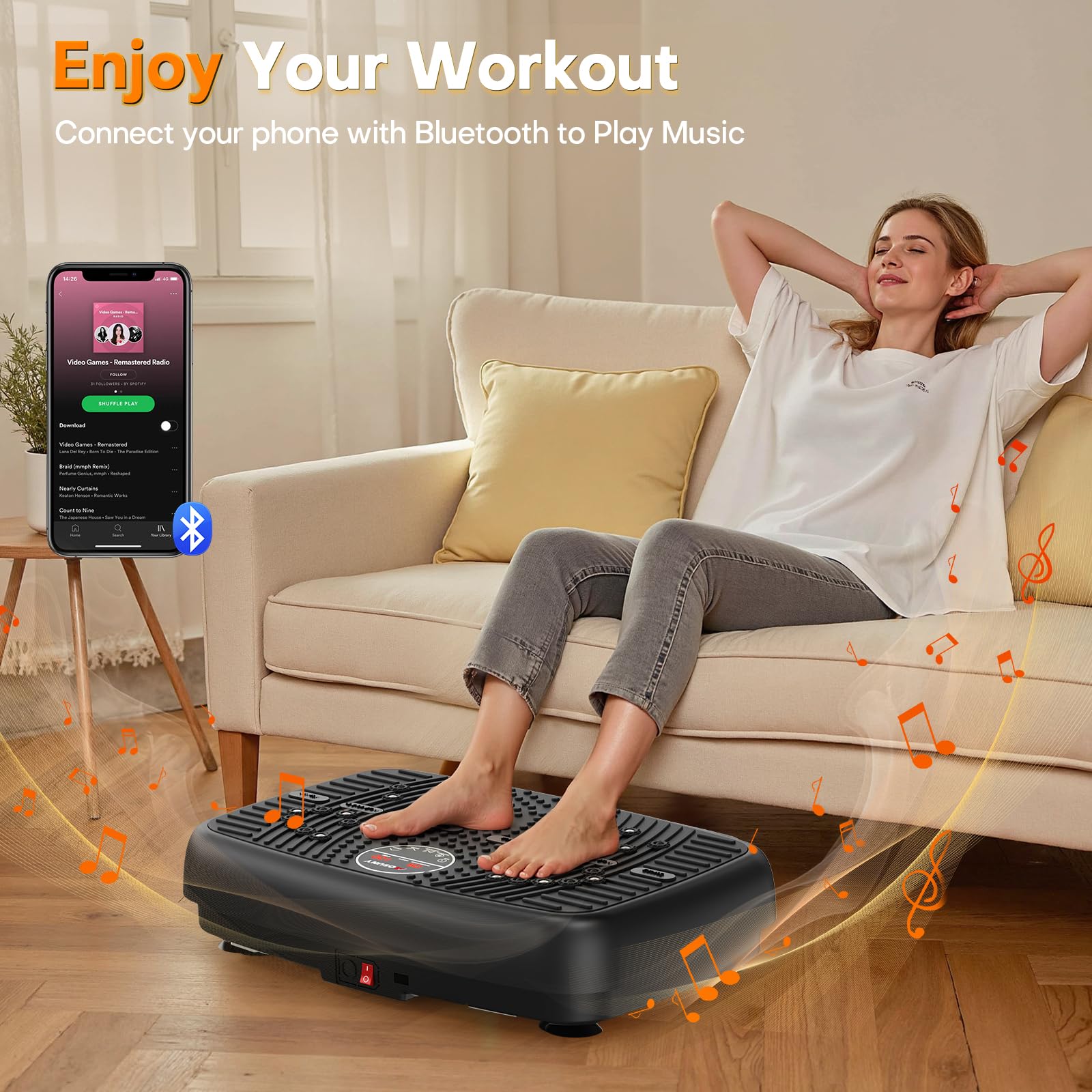 Vibration Plate, MOSUNY Vibration Plate Exercise Machine For Lymphatic Drainage, 2025 Upgraded Double Motors Vibration Plate for Weight Loss, 450 LBS Capacity Vibration Plate For Whole Body Workout