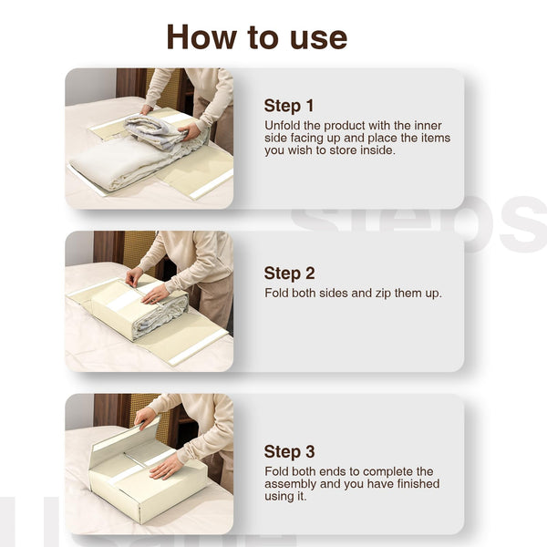 DIMJ Bed Sheet Organisers Storage 6 Pack - Foldable Sheets Organizer for Closet, Linen Bedding Storage Box with Handle and Tab Pocket for King & Queen