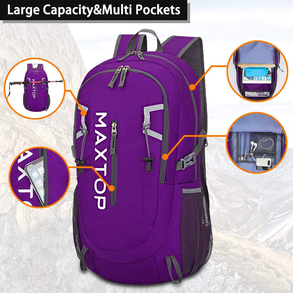 MAXTOP 40L Ultra Lightweight Packable Backpack Foldable Rucksack Water Resistent For Men Women Kids Outdoor Camping Hiking Travel Daypack Handy Durable