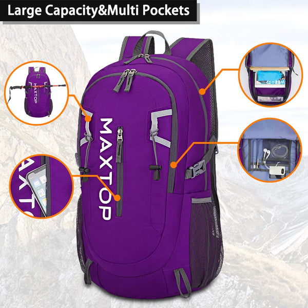 MAXTOP 40L Ultra Lightweight Packable Backpack Foldable Rucksack Water Resistent For Men Women Kids Outdoor Camping Hiking Travel Daypack Handy Durable