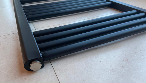 Greened House Milano Black Heated Towel Rail 400mm W x 800mm H Straight Central Heating Towel Radiator