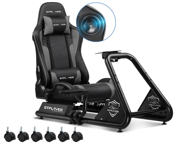 GTPLAYER Racing Simulator Cockpit with Seat, Sim Racing Cockpit Multi-function Adjustable Gaming Wheel Stand for G25 G27 G29 G920 G923 T300 PS5 PS4 Xbox, Without Wheel, Shifter & Pedals