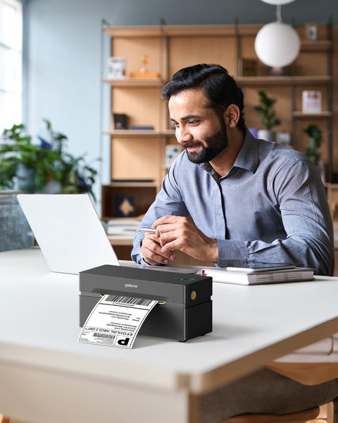 POLONO Bluetooth Thermal Shipping Label Printer, Wireless 4x6 Shipping Label Printer for Small Business, Support iOS, Android, Windows and Mac, Compatible with Amazon, Ebay, Shopify, Etsy, USPS (Grey)