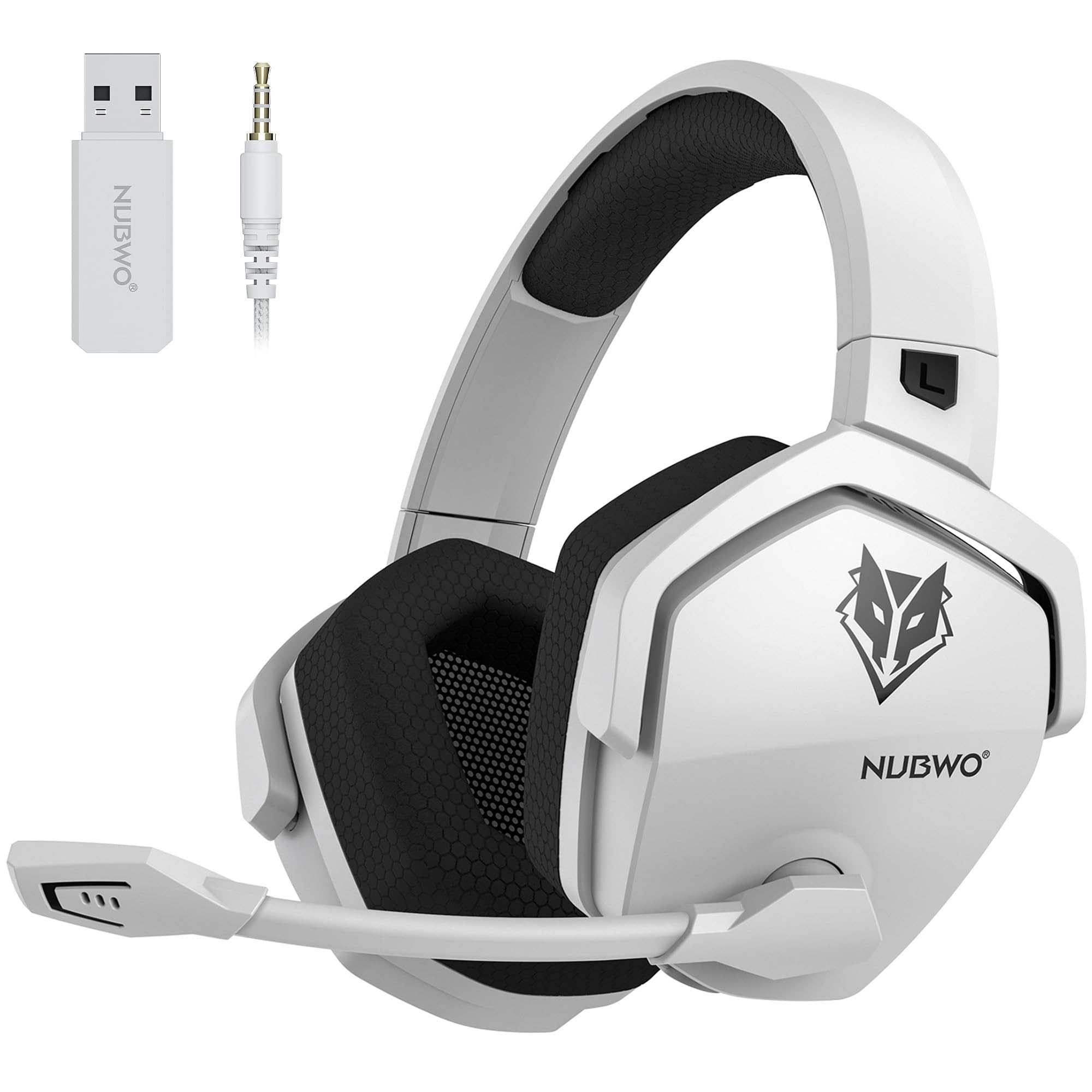 NUBWO G06 Pro Wireless Gaming Headset with Charging Station for Headset & PS5 Controller, 17ms Low Latency, 120H Battery Life, Dynamic 50mm Drivers-White (Only Compatible with PS5)