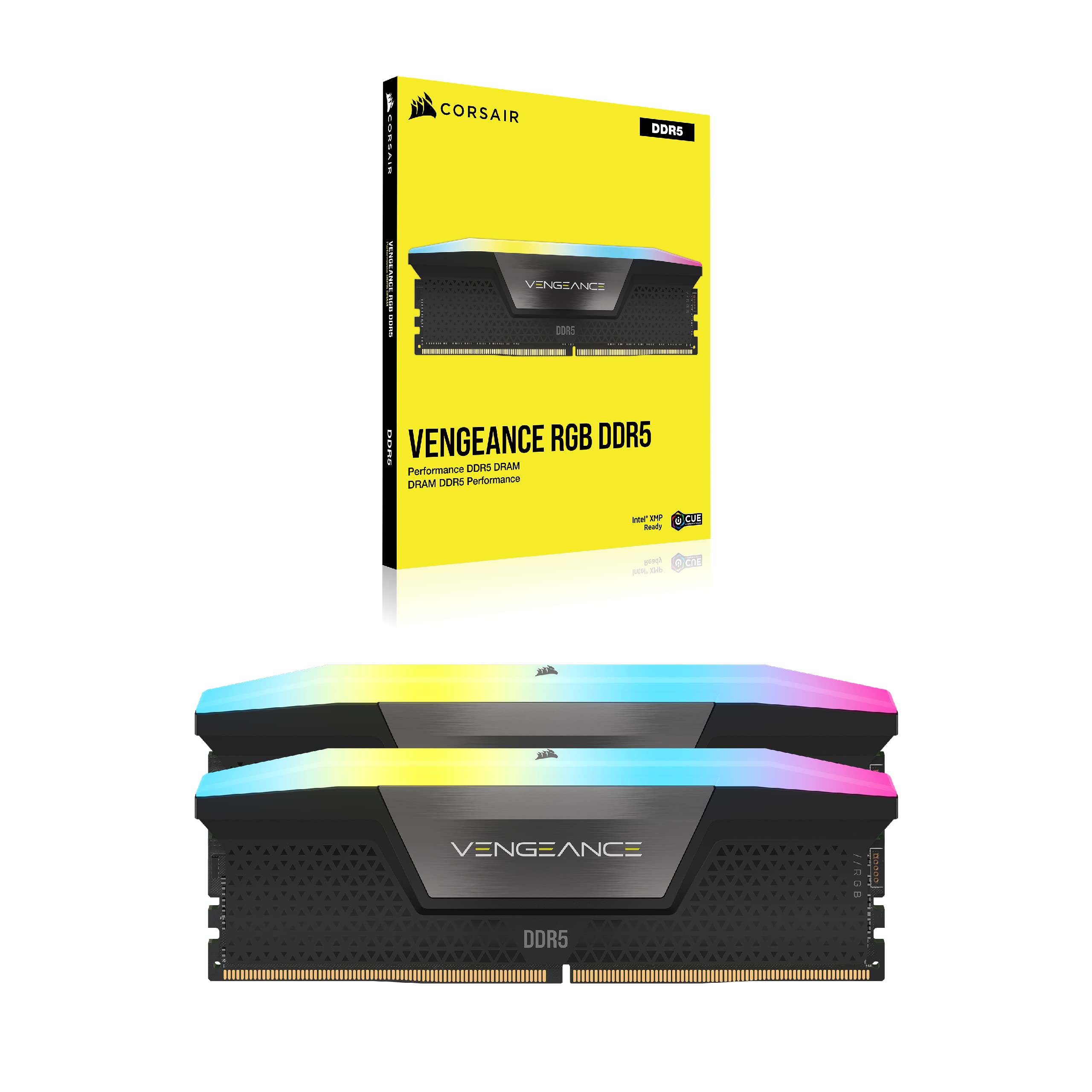 CORSAIR VENGEANCE RGB DDR5 32GB (2x16GB) DDR5 6000MHz CL30 AMD EXPO Intel XMP iCUE Compatible Computer Memory – Gray (CMH32GX5M2B6000Z30K)