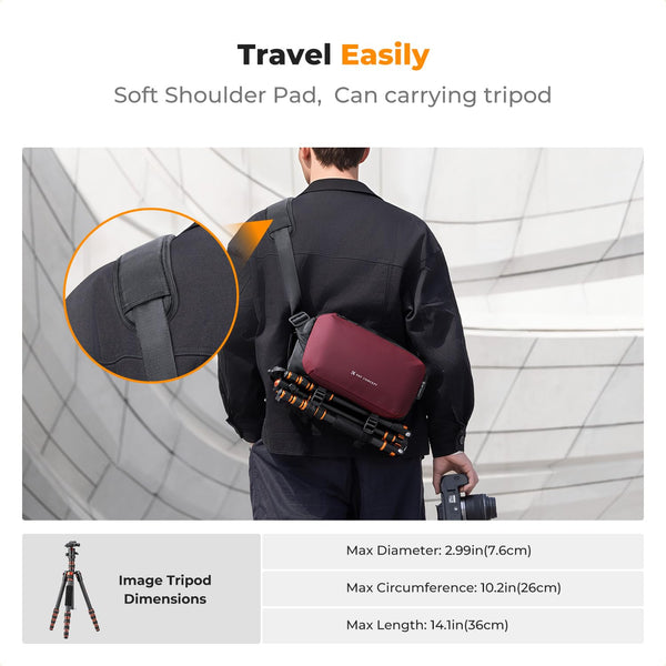 K&F Concept Camera Sling Bag, Camera Bag for DSLR and Lenses, Single Shoulder Camera Case Crossbody Bag with Tripod Holder for SLR Canon Sony Nikon Drone