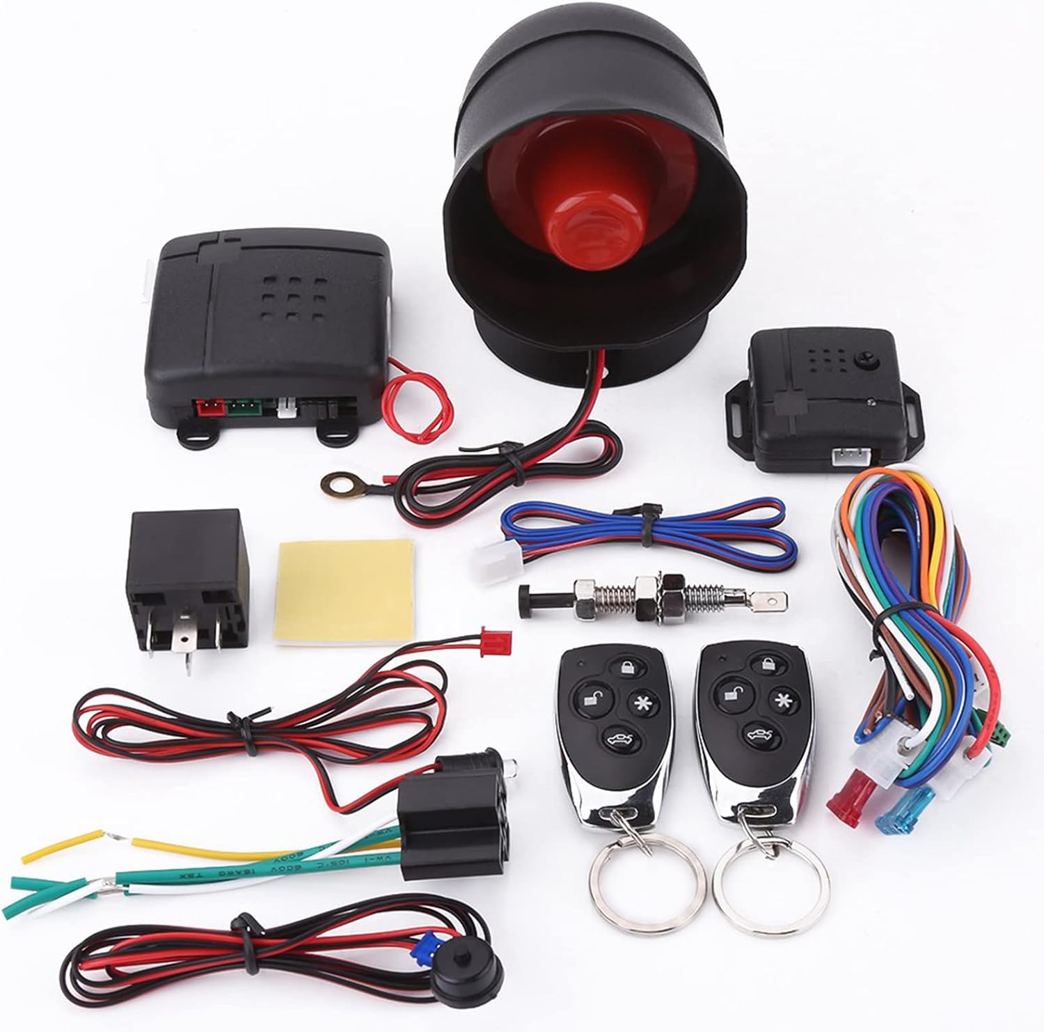 TKSE Car Security System, Universal Car Alarm Security Protection System Keyless Entry with 2 Remote Controls Siren