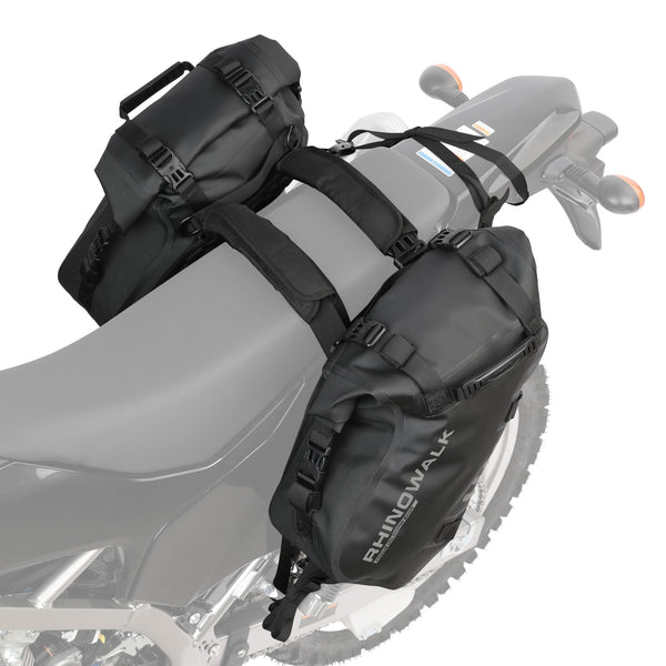 Rhinowalk Motor Pannier Bag Motorcycle Seat Bag Waterproof Travel Luggage Expandable19-26L, Black (MT4026)