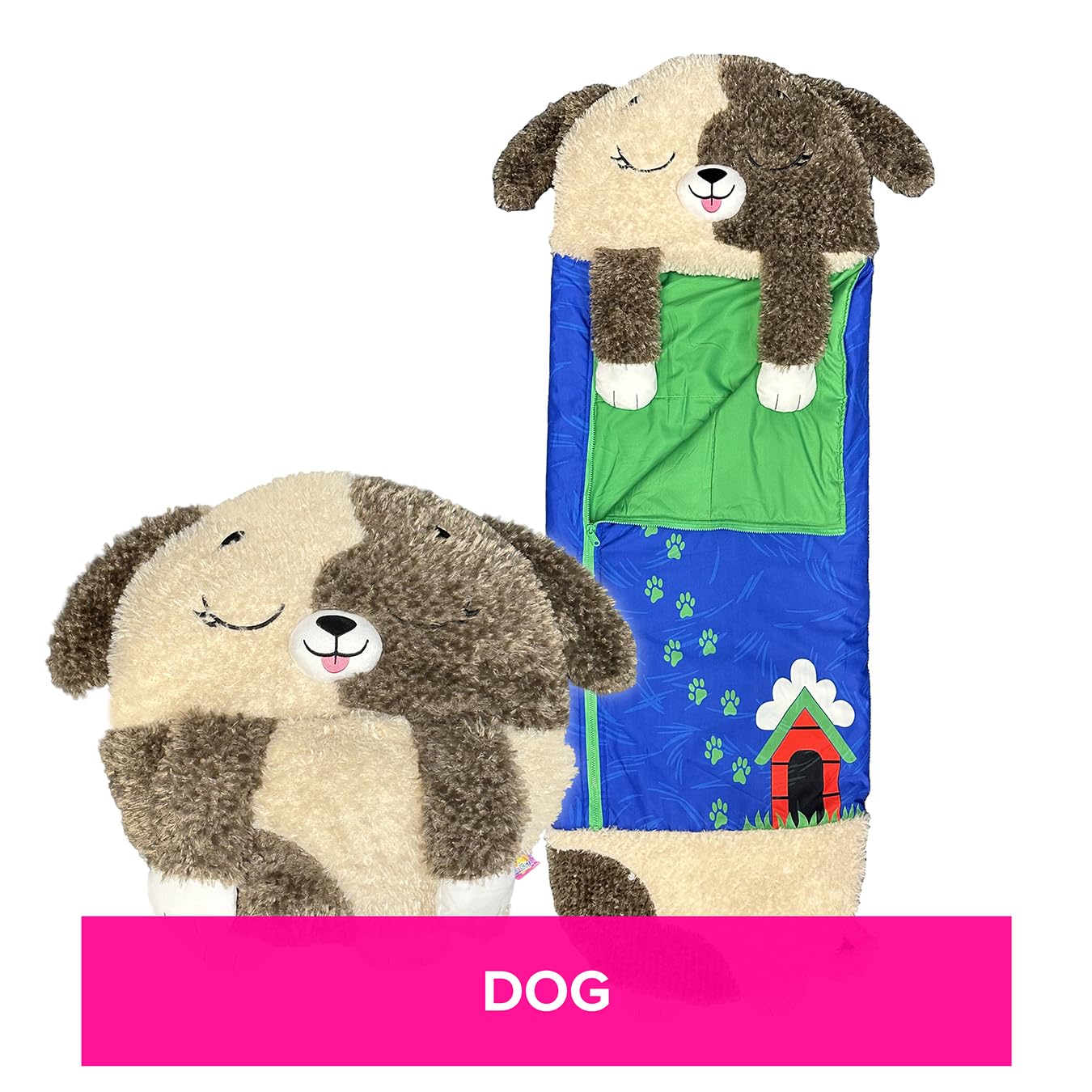 Happy Nappers Kids Sleeping Bag - Plush Toy, Comfy Sleeping Bag & Fluffy Pillow All in One