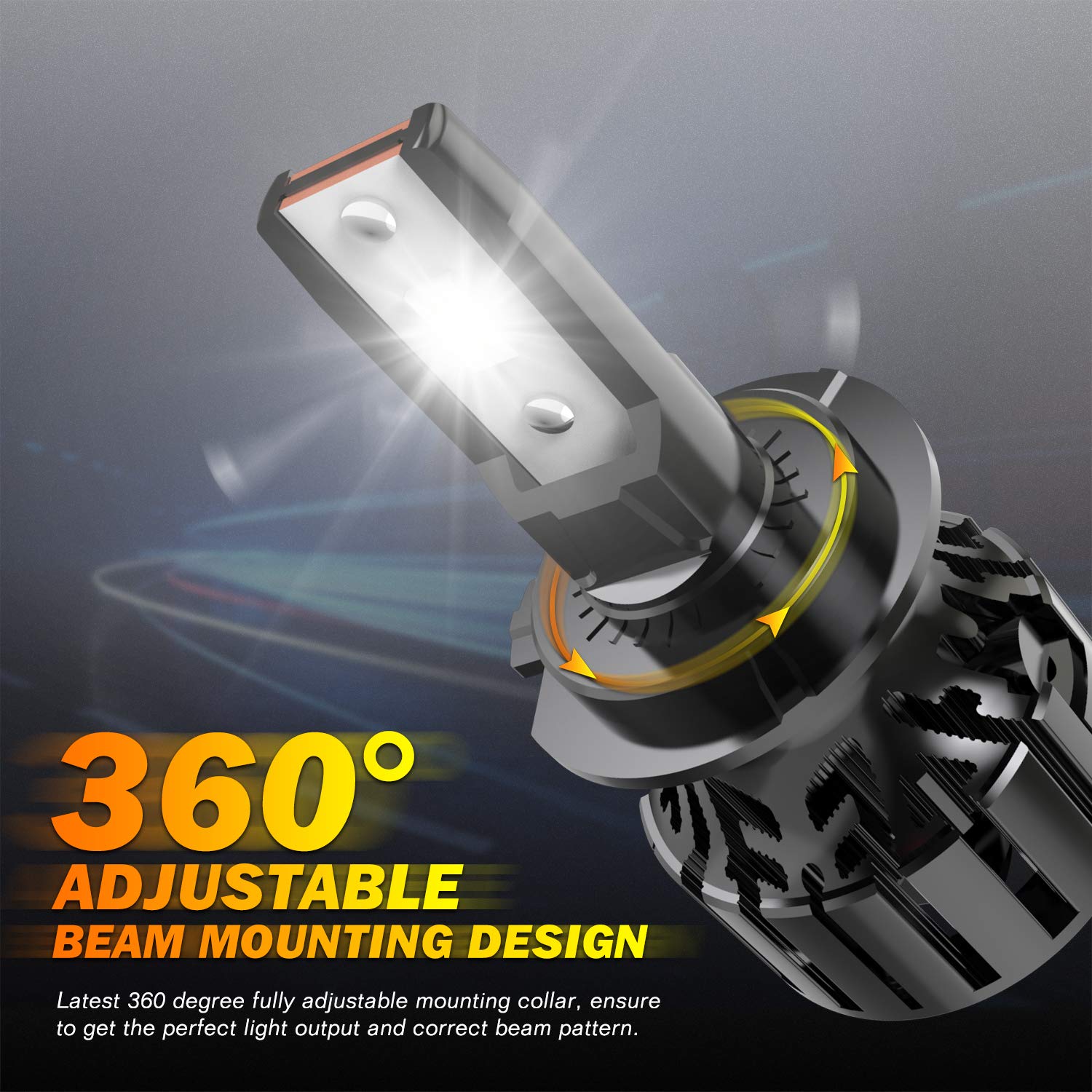 KATUR H7 LED Headlight Bulb, 80W 16000LM 6000K Cool White 400% Brightness Super Bright 360 Degree Adjustable Beam Angle H7 Headlight Bulb Conversion Kit IP65 Waterproof, Pack of 2