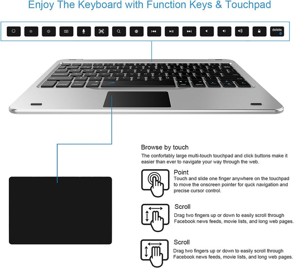 Arteck Keyboard Case with Track Pad for iPad 9th Gen 10.2-inch 2021, Bluetooth Keyboard with Folio Full Protection Case and Touch Pad for Apple 10.2-inch Pad 9 Pad 8, 7 with Swivel Rotating