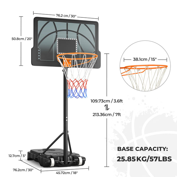 Basketball Hoop Outdoor, Yohood Basketball Hoop and Stand Portable Adjustable Height Net Set System on Wheels Sturdy Backboard for Game Park Garden Indoor