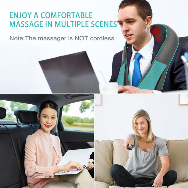 Shiatsu Neck and Shoulder Massager, AERLANG Back Massager with Heat, Deeper Tissue 4D Kneading Massage for Shoulder, Neck and Back, Use at Home, Office, Car - Birthday Gift for Women/Men/Mom/Dad