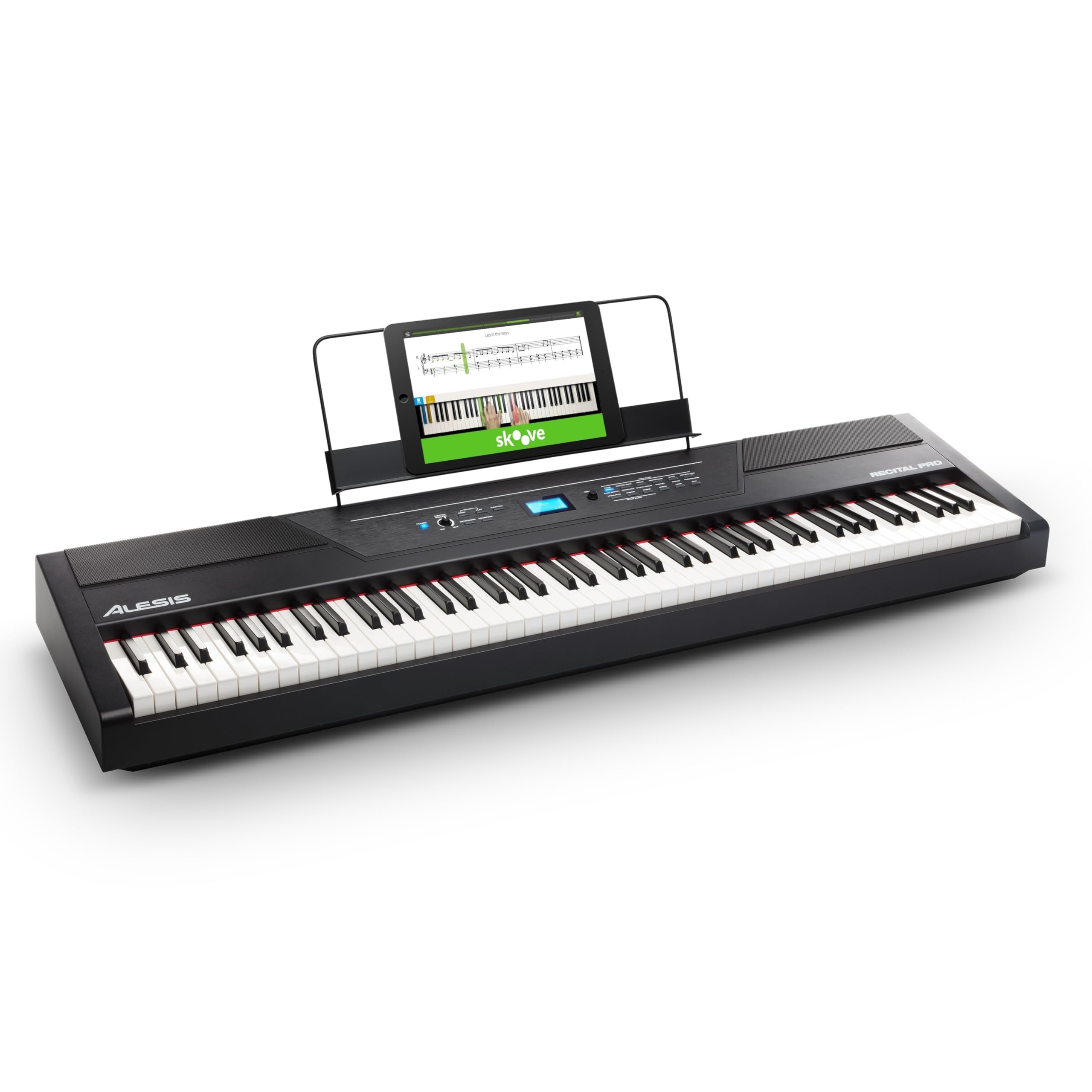 Alesis Recital Home Digital Piano with 88 Hammer Action Weighted Keys, Stand, Pedals and Lessons, Turquoise