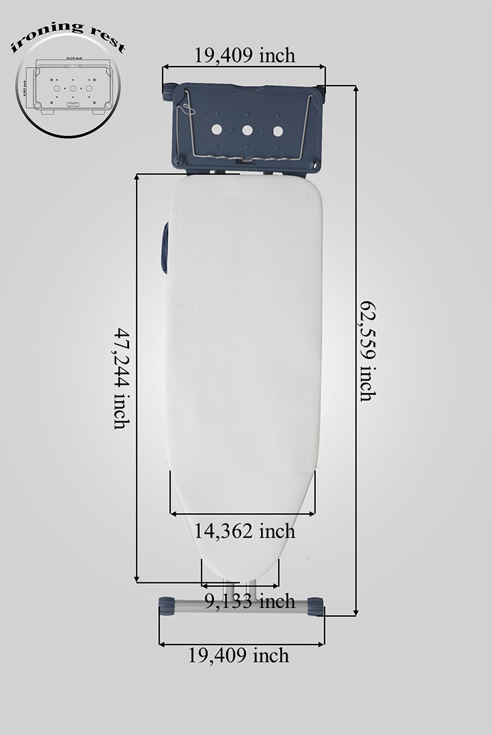 Mabel Home Extra-Wide ironing Pro Board with Shoulder Wing Folding, 8 Feature, with + Extra Cover