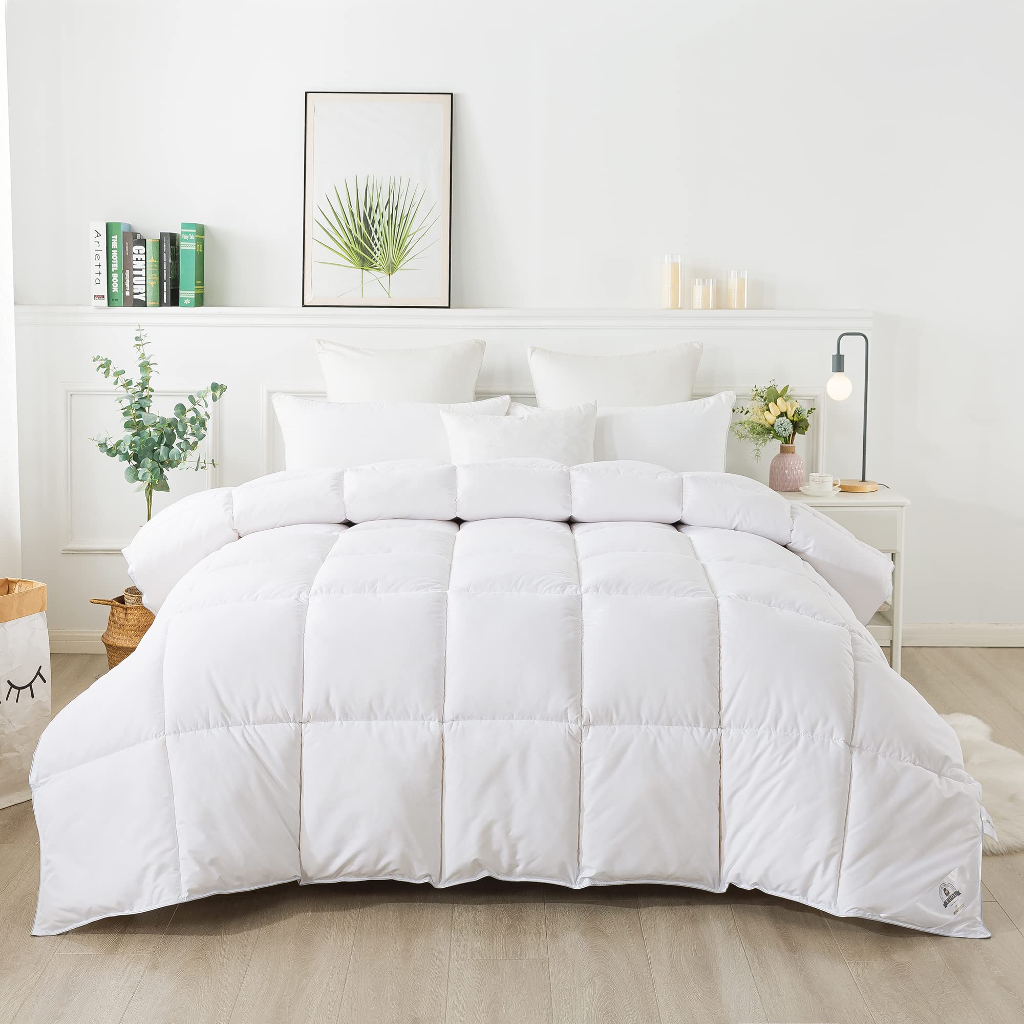 HOMEFOUCS King Size Duvet,13.5Tog Luxurious Wool Duvet, Washable Wool Filled Quilt, 230T Soft Fabric(King size: 230x220cm)
