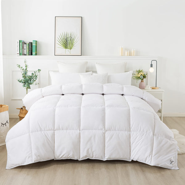 HOMEFOUCS King Size Duvet,13.5Tog Luxurious Wool Duvet, Washable Wool Filled Quilt, 230T Soft Fabric(King size: 230x220cm)