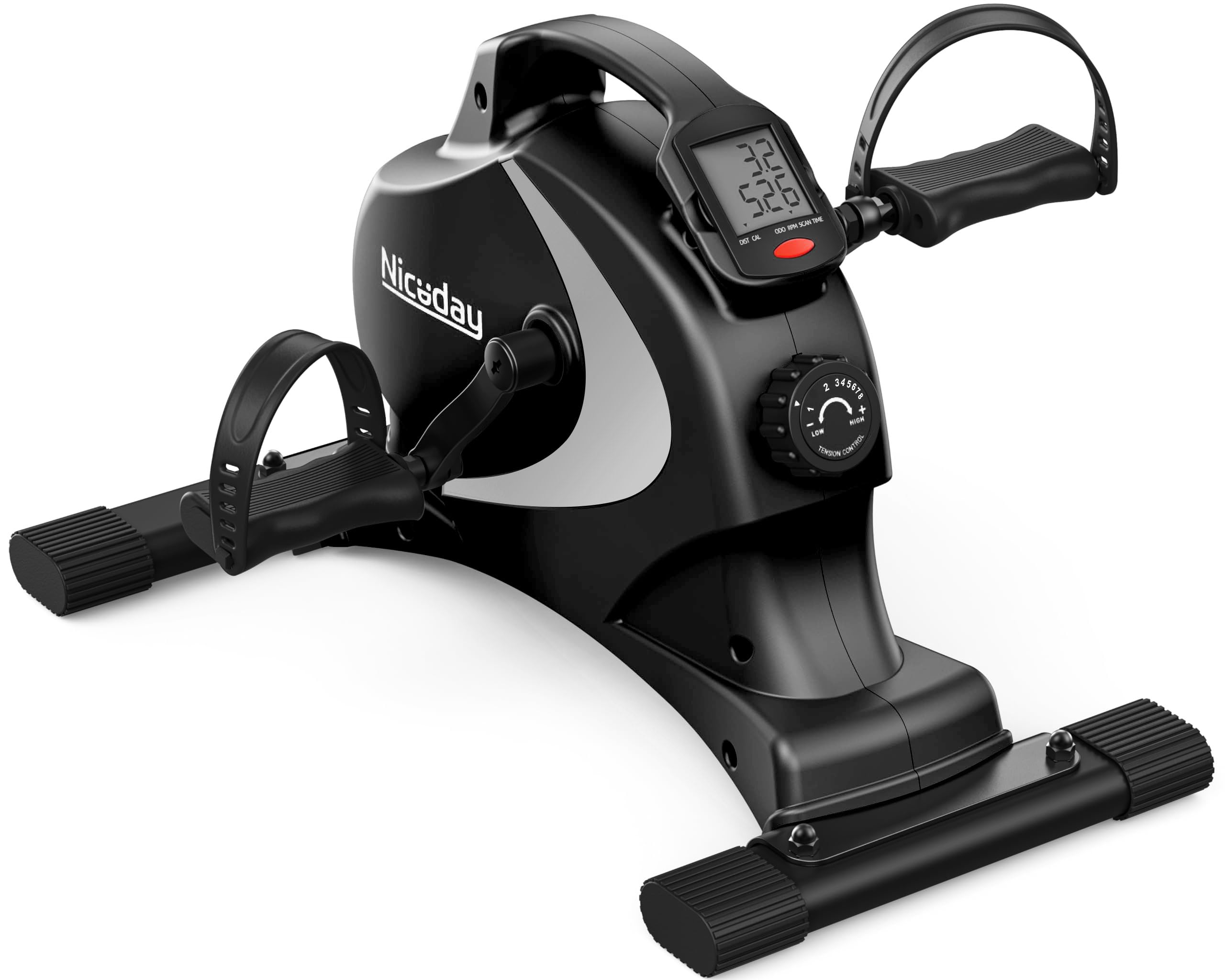 Niceday Mini Exercise Bike, Foot Pedal Exerciser, Under Desk Bike, Desk Pedal Bike, 8 Magnetic Levels Resistance, Quiet and Smooth, LCD Monitor, Pedal