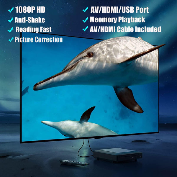 Ceihoit DVD Player HDMI for TV, Mini 1080P HD DVD CD/Disc Player with HDMI/AV Output, Cables Included, USB Input, Supported DVD-VCR Combo Built-in PAL/NTSC System