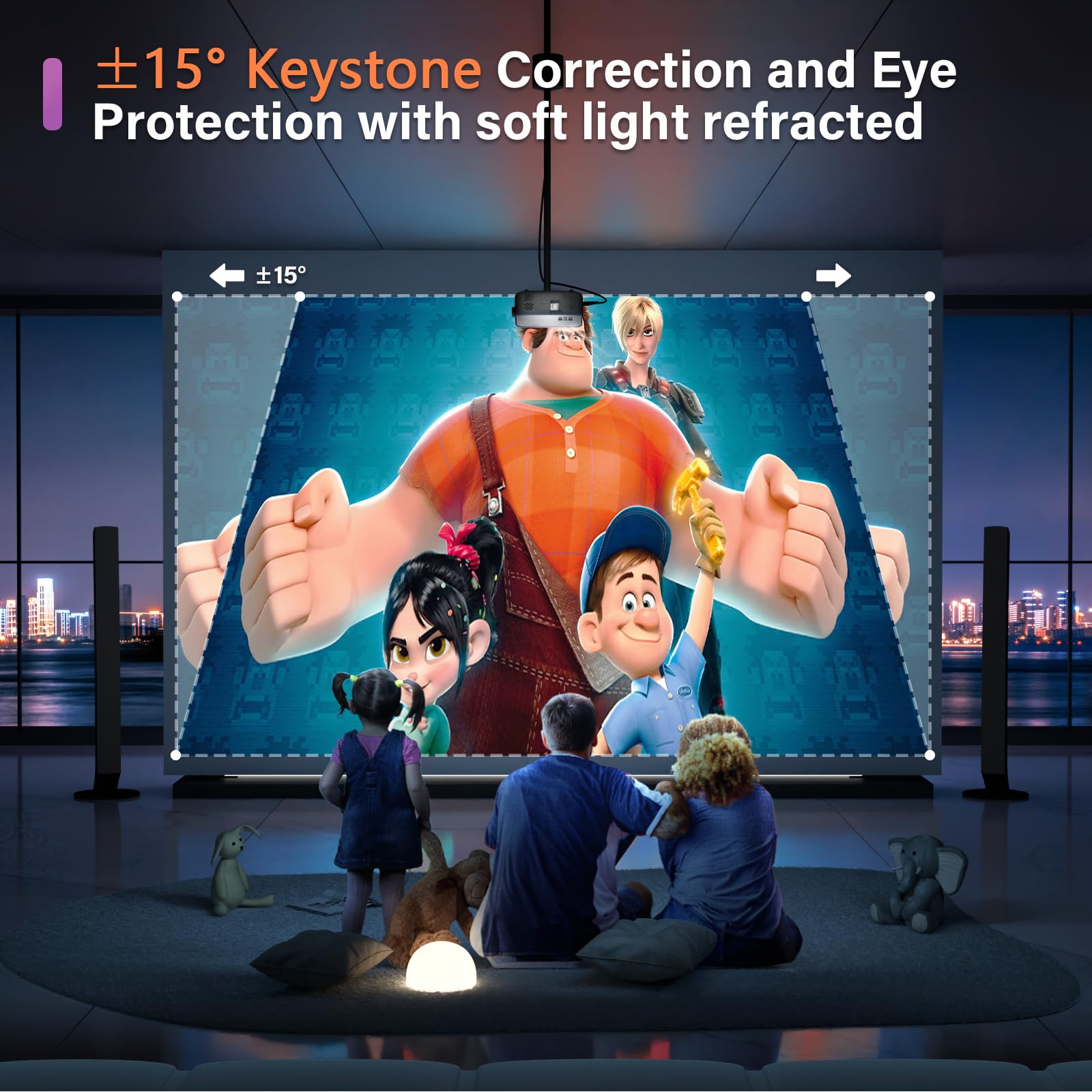 [Netflix Official & Auto Focus/Keystone] Smart Projector 4K Support, VOPLLS 25000L Native 1080P WiFi 6 Bluetooth Outdoor Projector, 50% Zoom Home Theater Movie Projectors for Bedroom/iOS/Android/PPT