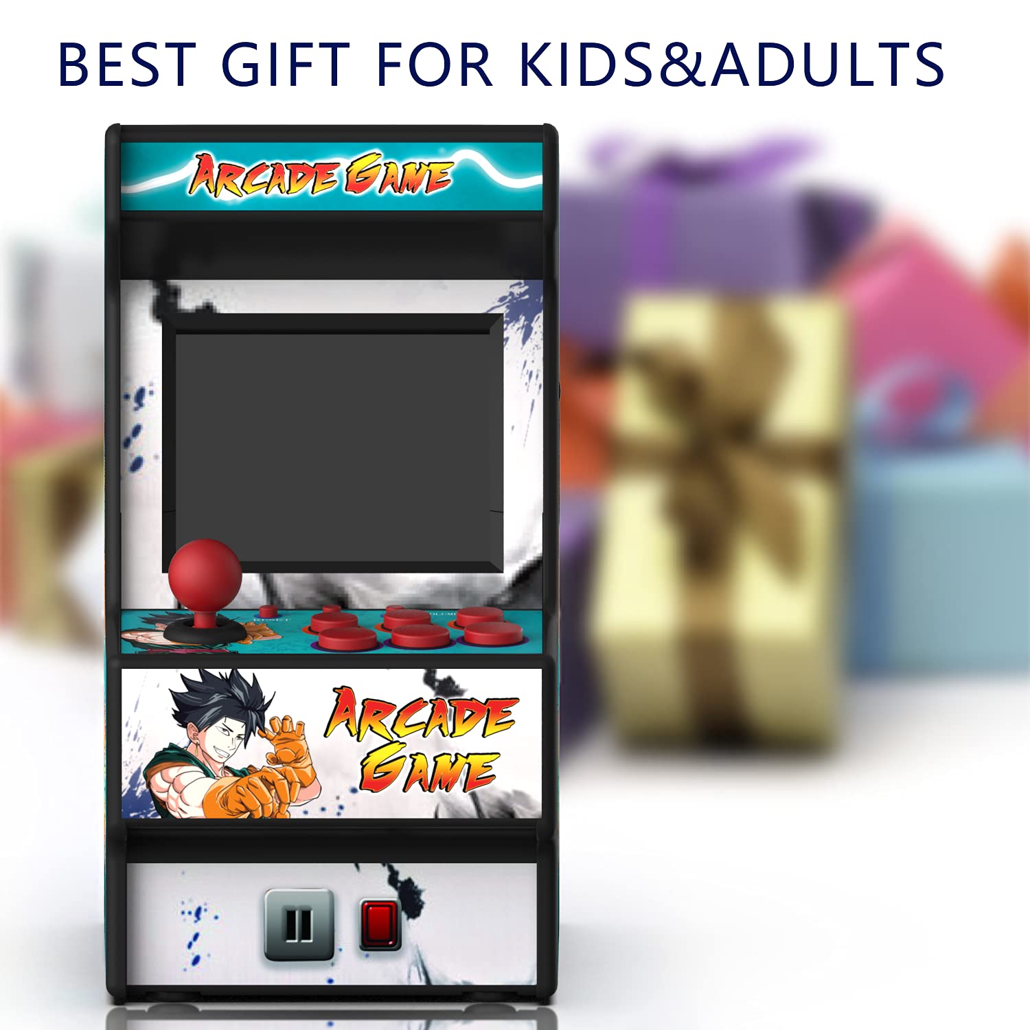 Mini Arcade Machine, 156 Built-In 16-Bit Games, 2.8” Full Colour Screen, 8-Way Joystick, Handheld Retro Games Console – Gaming by Golden Security!