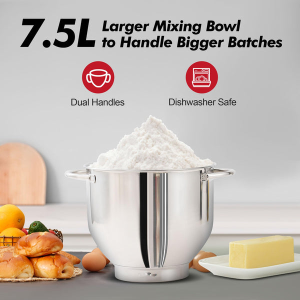 Aucma Stand Mixer, 6.2L Food Mixers for Baking, Electric Kitchen Mixers with Bowl, Dough Hook, Wire Whip & Beater (6.2L, Black)