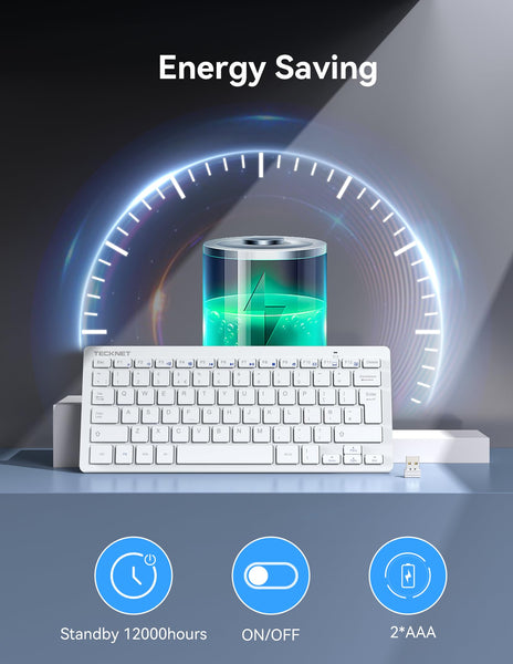 TECKNET 2.4G Wireless Keyboard For Windows/Chrome OS, UK Layout Compact Mini Keyboard, Small Silent Whisper-Quiet Keyboards with 12 months Battery Life (Pink)